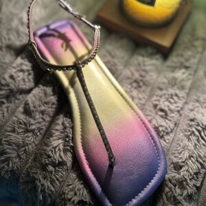 Franco Sarto Lavender Sandals with Gold Accents